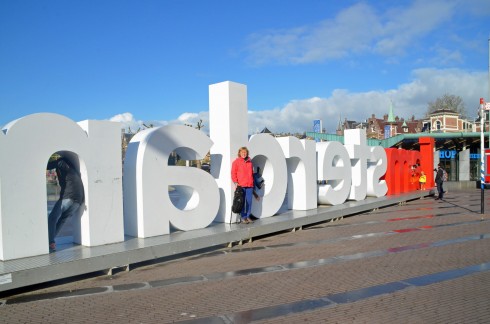 Alison outside Amsterdam