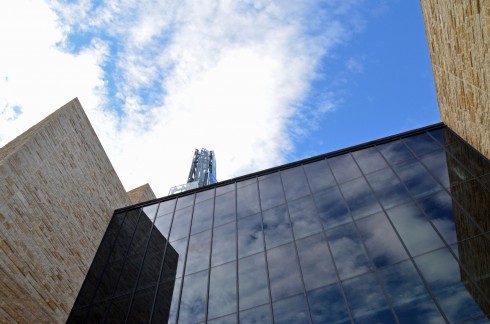 Looking up from the Terrace of CMHR