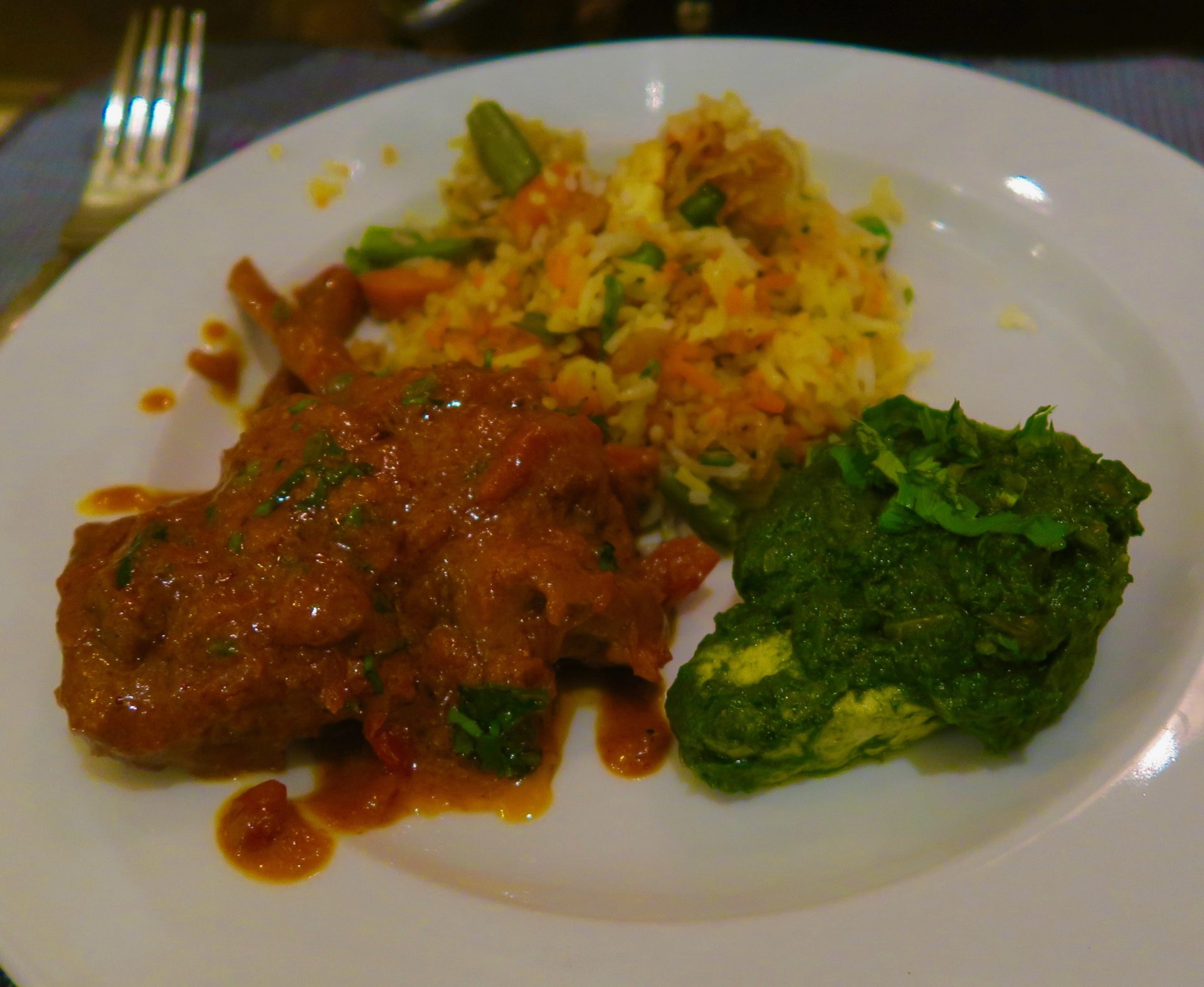 Lamb Chops, Rice and Spinach, Moghul Room