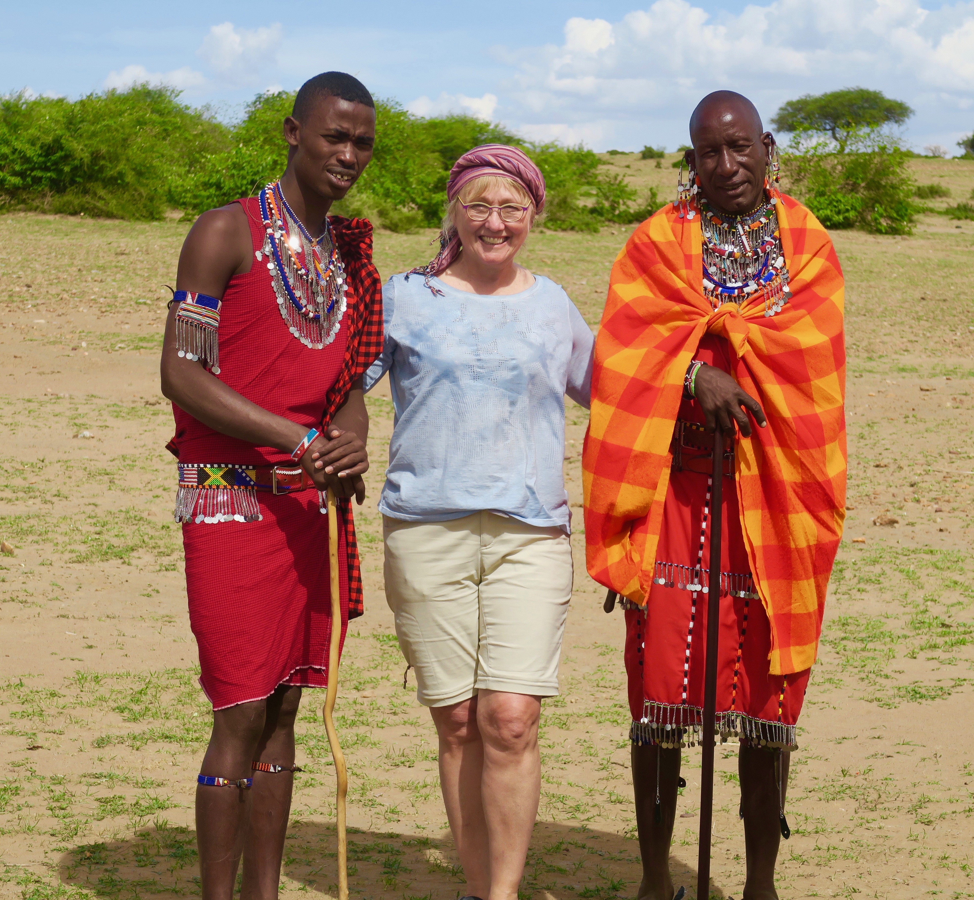 Alison with Two Masai Men