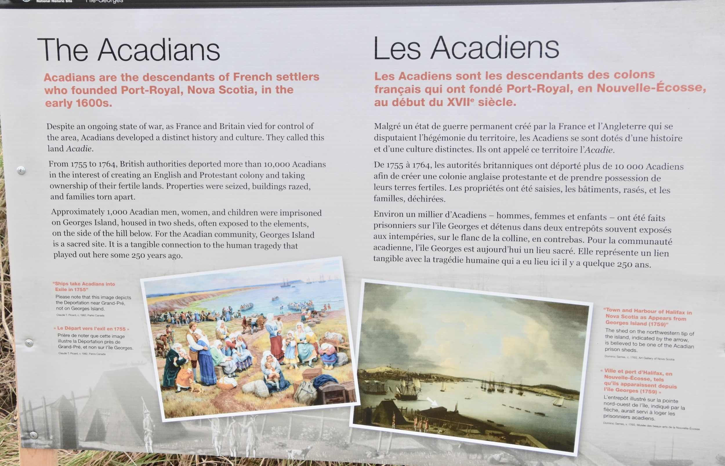 Georges Island Acadian Interpretive Panel