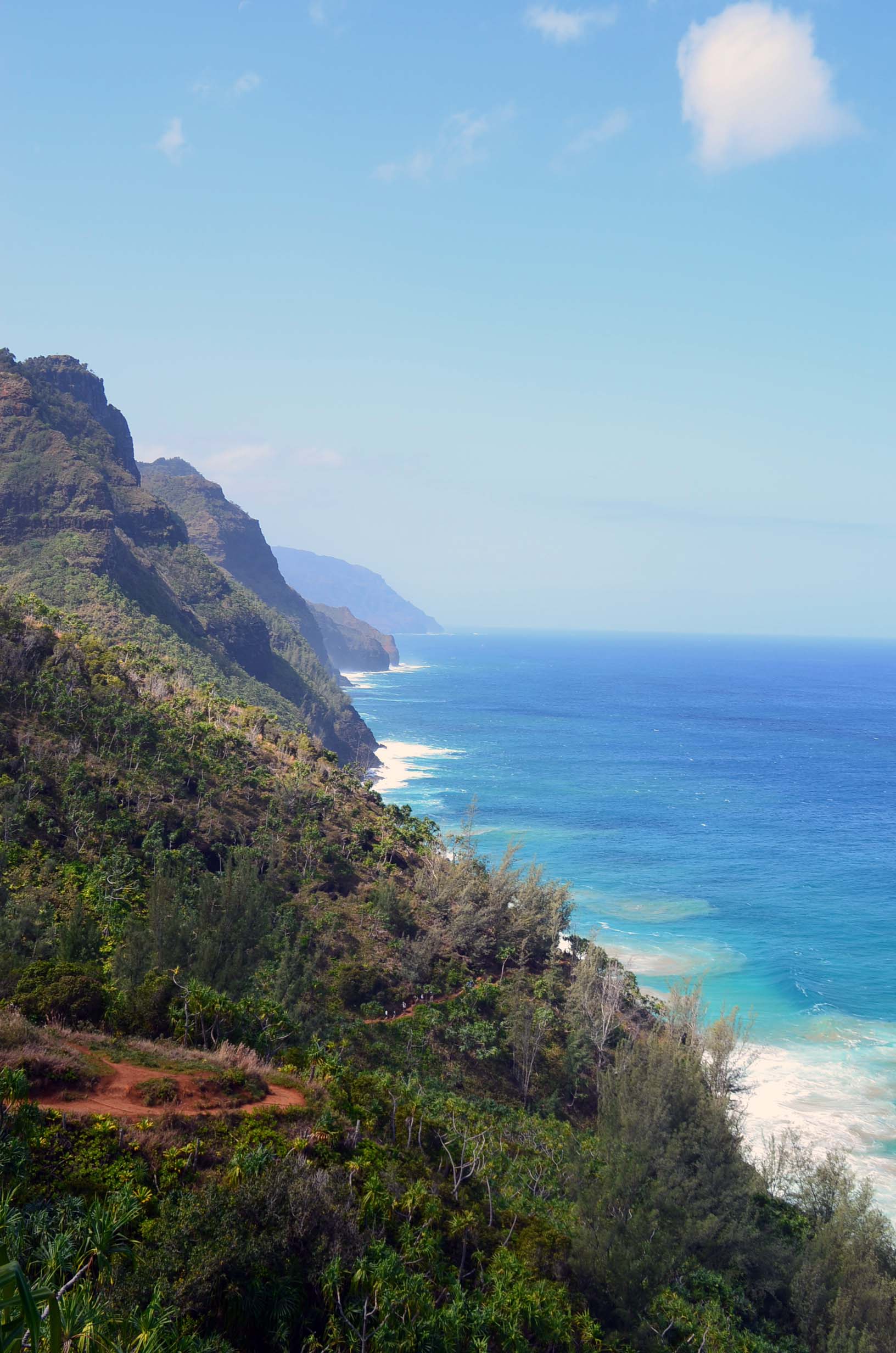 Looking Down the Na Pali Coast on the Kalalau Trail