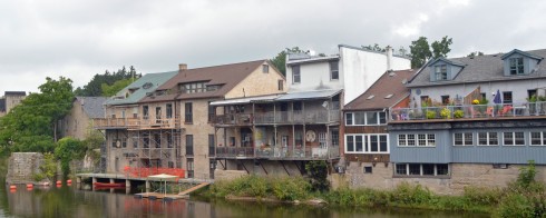 Houses fronting on the Grand River, Elora below Elora Gorge