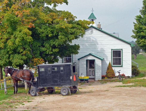 Parked Buggy by the Meeting House