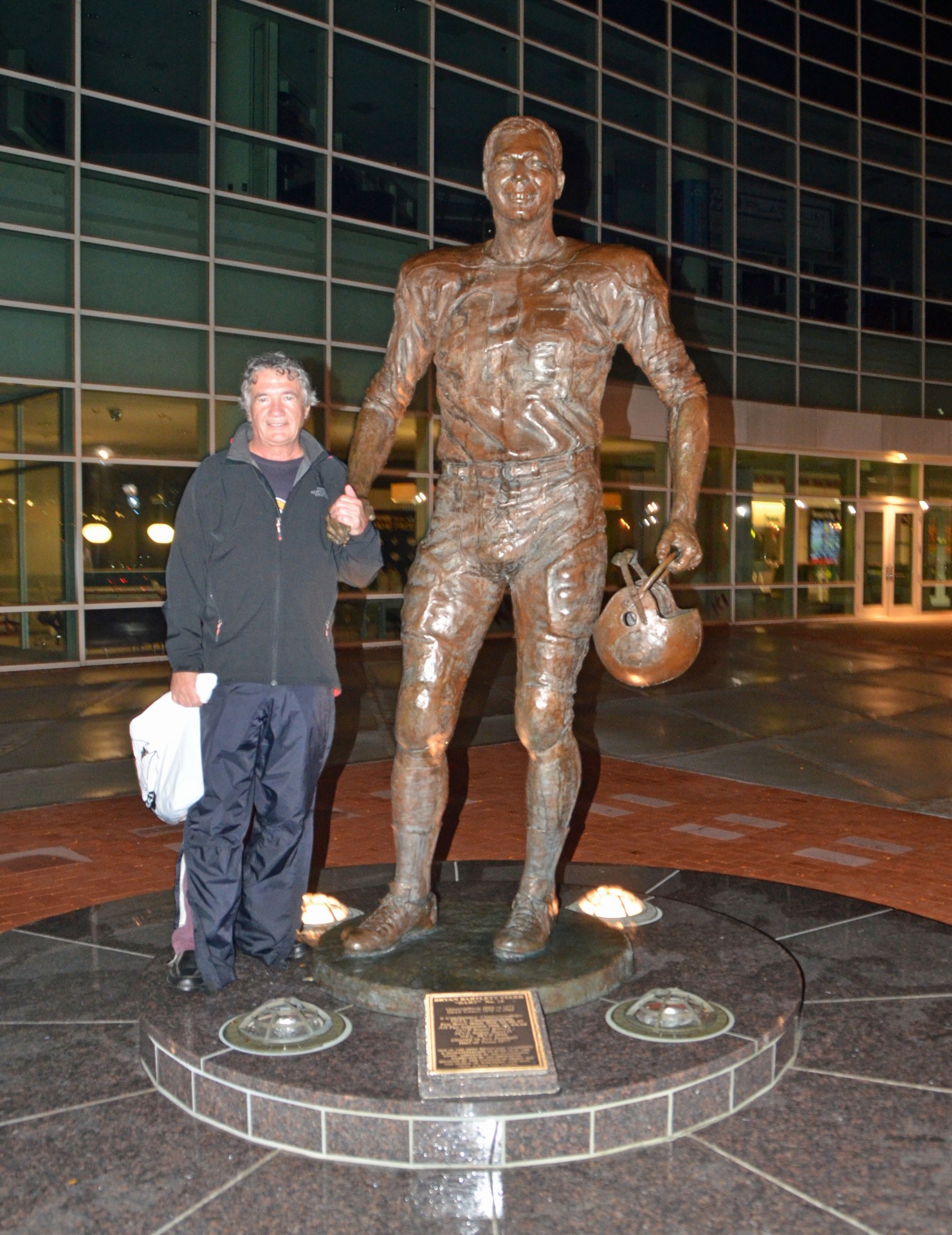 Congratulating Bart Starr outside Lambeau Field