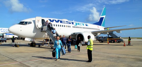 Alison Deplaning in Barbados