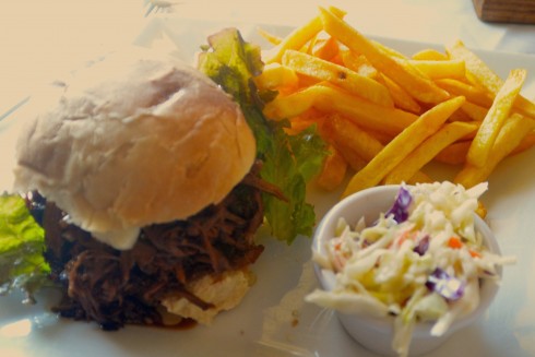 Touring Barbados - Pulled Pork Sandwich, Round House Restaurant