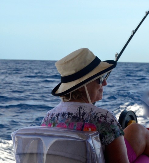 Alison in the Fishing Seat in Barbados