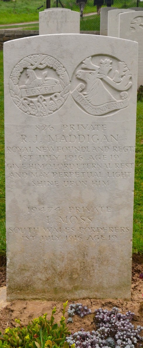 J. Maddington and Isaac Moss at Beaumont Hamel