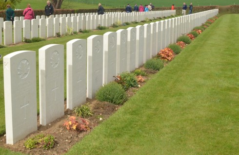 Row of closely spaced graves