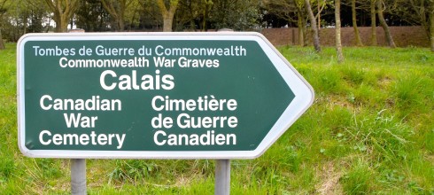 Calais Canadian War Cemetery Sign