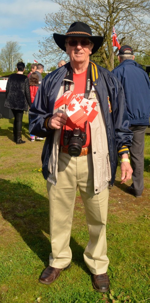 Andre with Canadian Flags at Wageningen