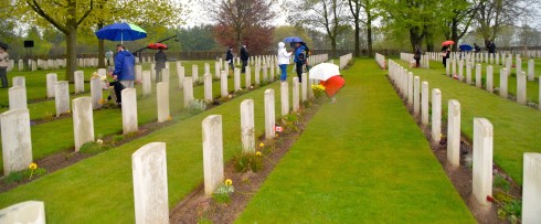 Laying of flowers at liberation of Holland ceremony Groesbeek cemetery