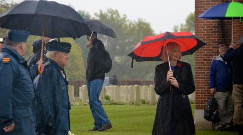 Laureen Harper with John Cannon at the liberation of Holland ceremony at Groesbeek cemetery