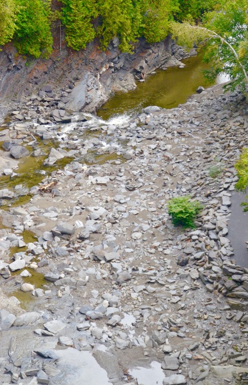 Looking down from Coaticook Gorge Suspension Bridge