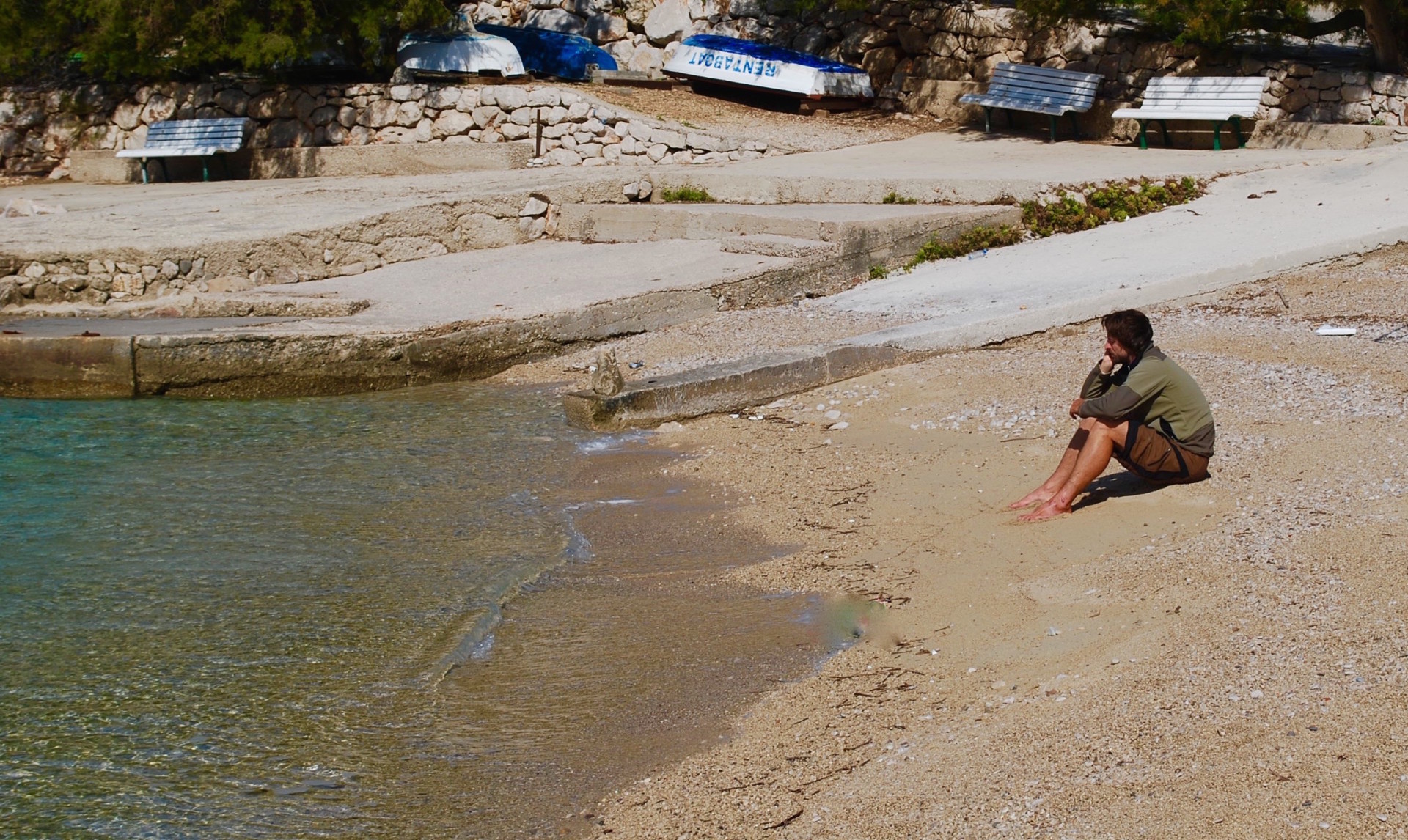 Mario contemplating Life on a beach in Korcula