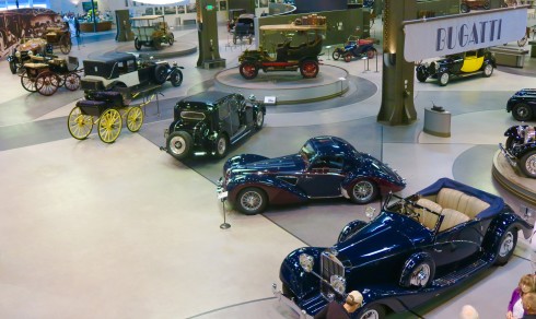 Looking Down at the Bugattis - Mullin Automotive Museum