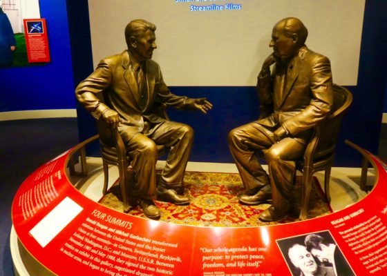 Statues of Reagan and Gorbachev at the Reagan Library