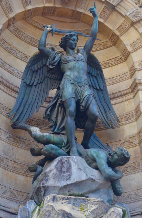 detail of the St. Michel Fountain, Latin Quarter Paris