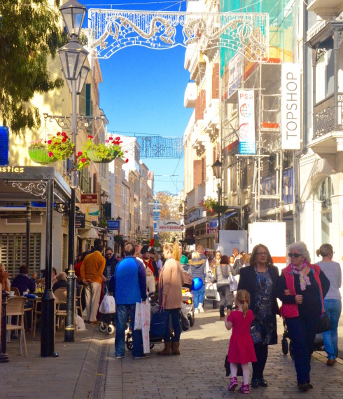 Shoppers on Main Street, city of Gibraltar