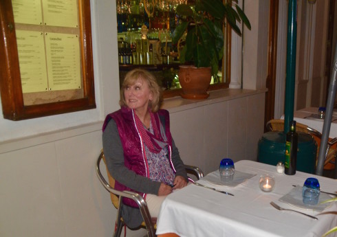 Alison looking at the menu in Taberna Luque