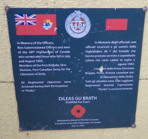 Pachino 48th Highlanders Plaque