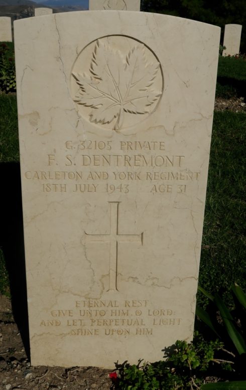 Frank Stephens D'Entremont, Agira War Cemetery