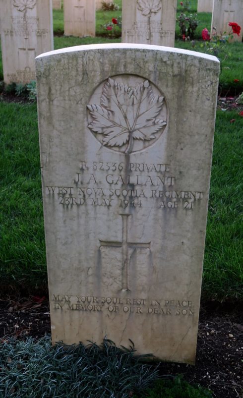 J.A. Gallant, Cassino War Cemetery