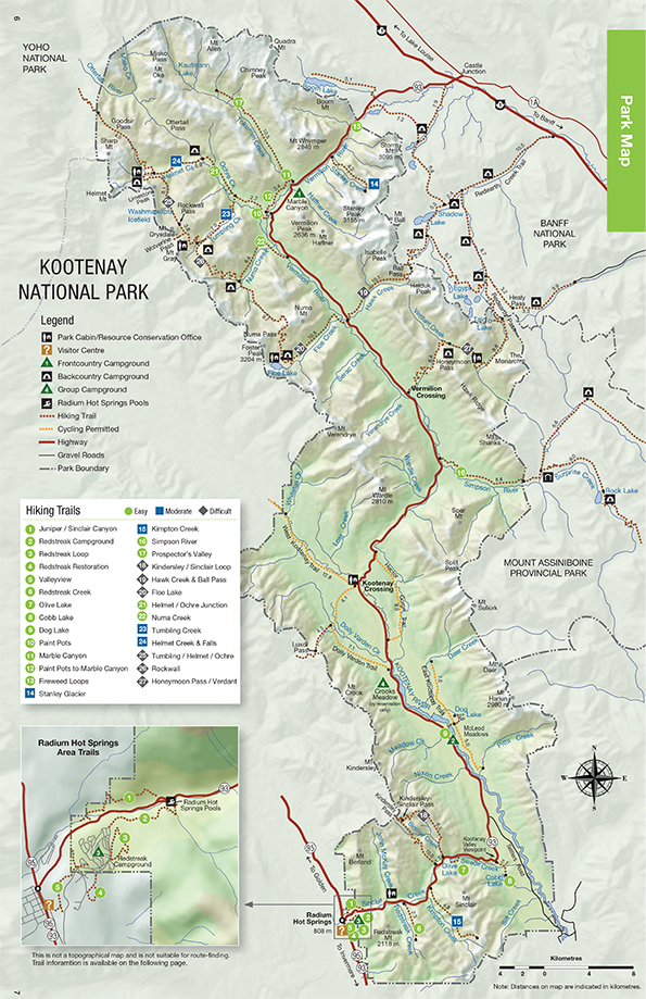 Map of Kootenay National Park
