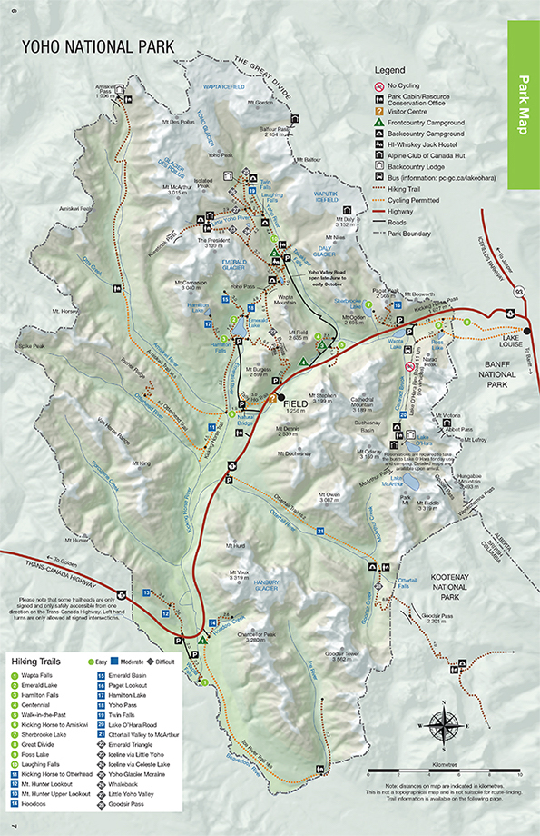 Map of Yoho National Park