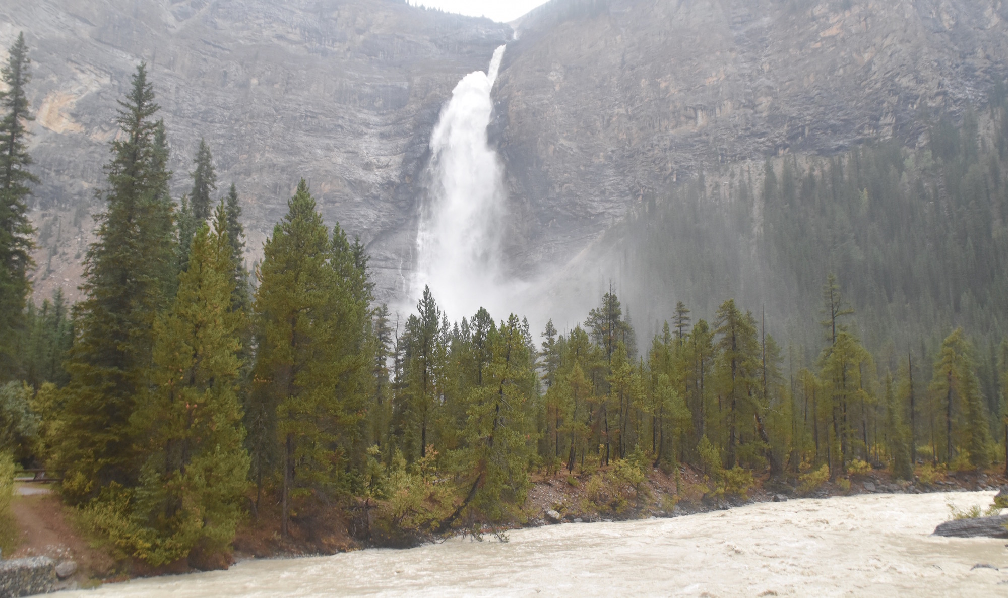 Takkakaw Falls from Kicking Horse River Bridge