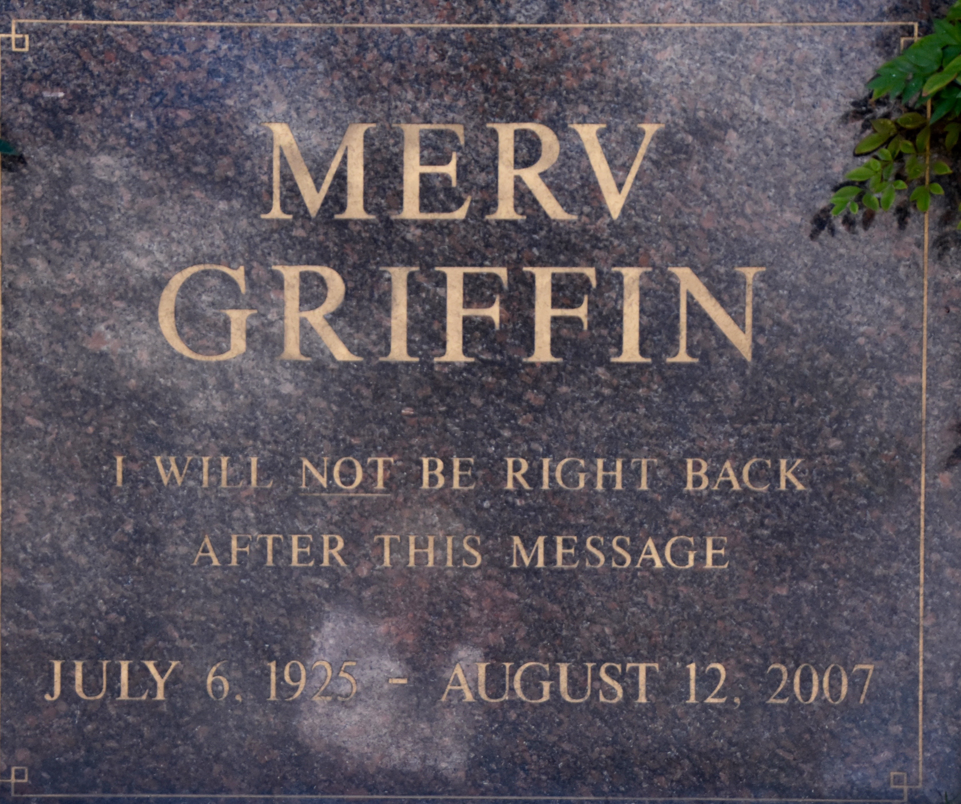 Merv Griffin, Westwood Village Cemetery