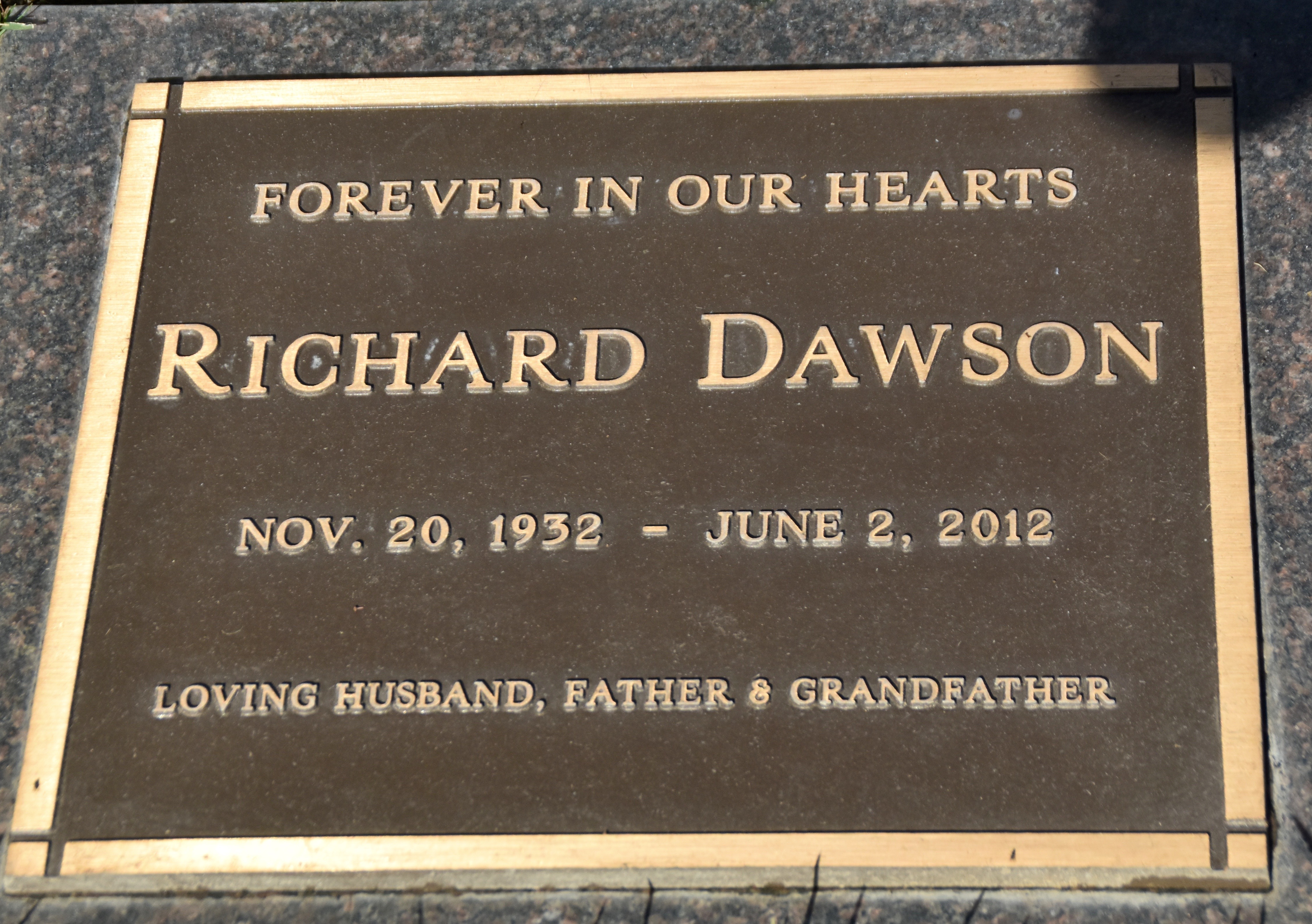 Richard Dawson, Westwood Village Cemetery