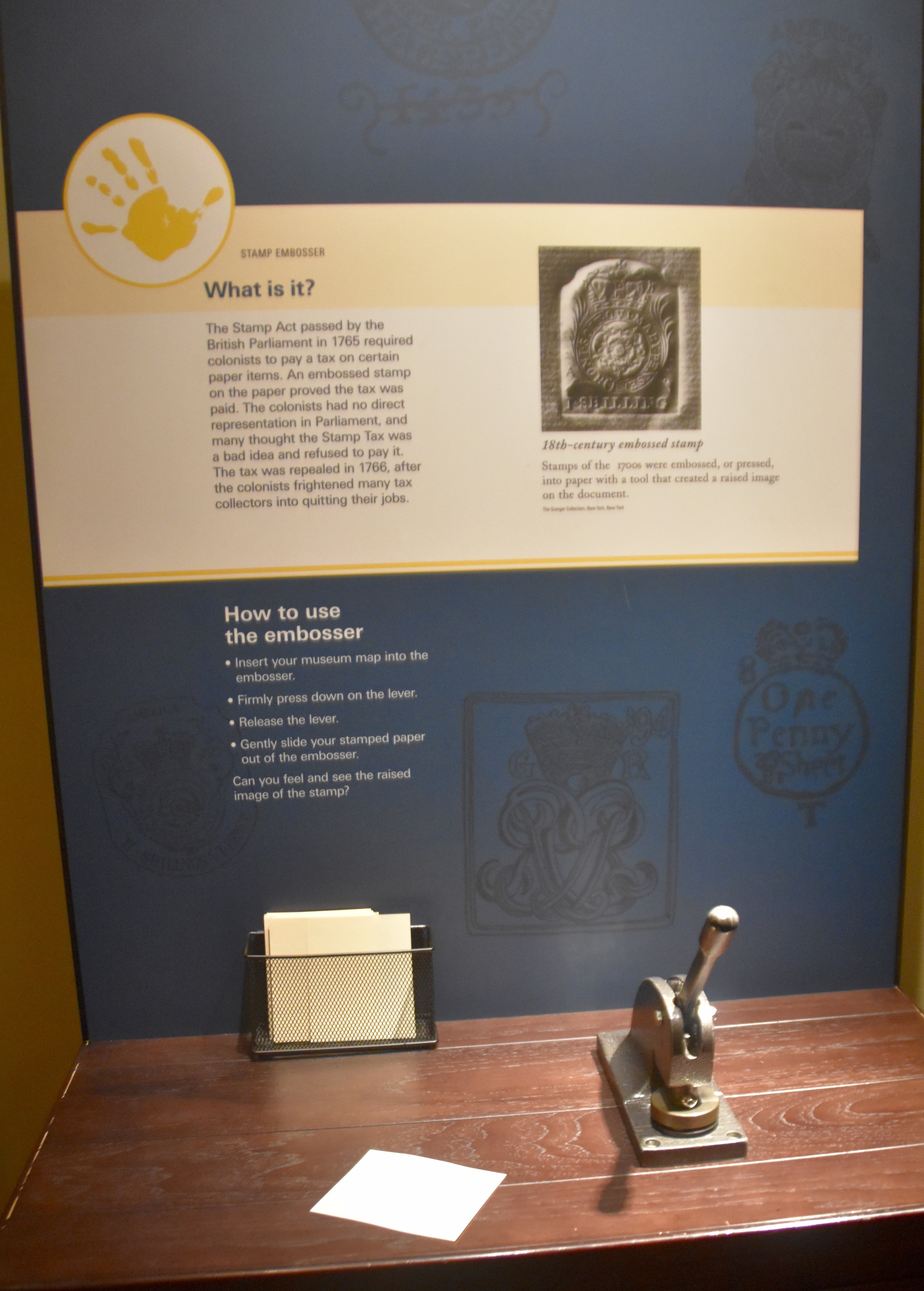  Stamp Act Embosser, American Revolution Museum