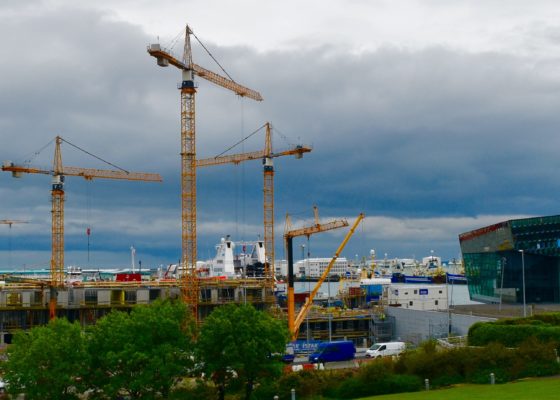 Cranes over Reykjavik, Iceland