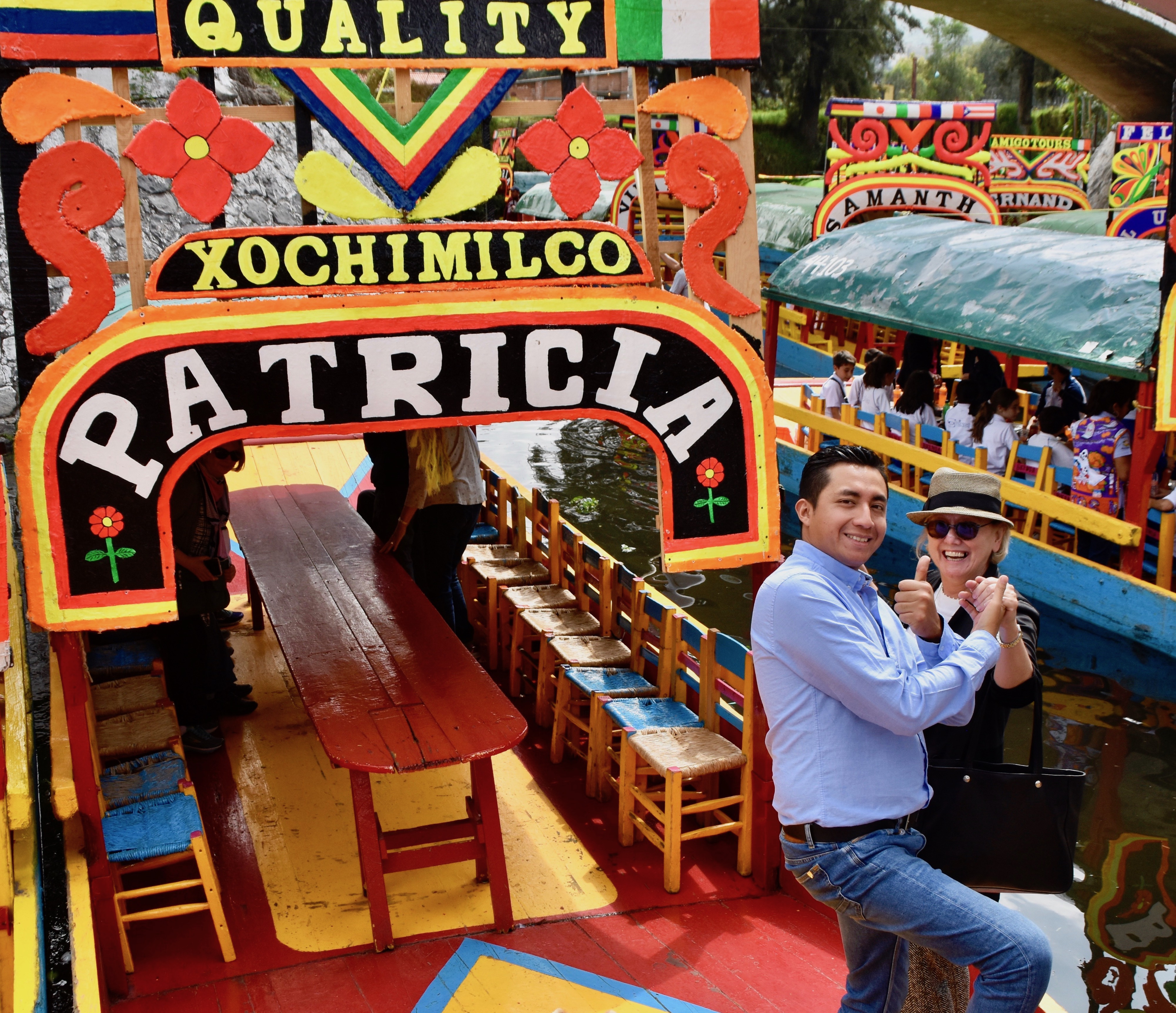 Boarding the Patricia, Xochimilco