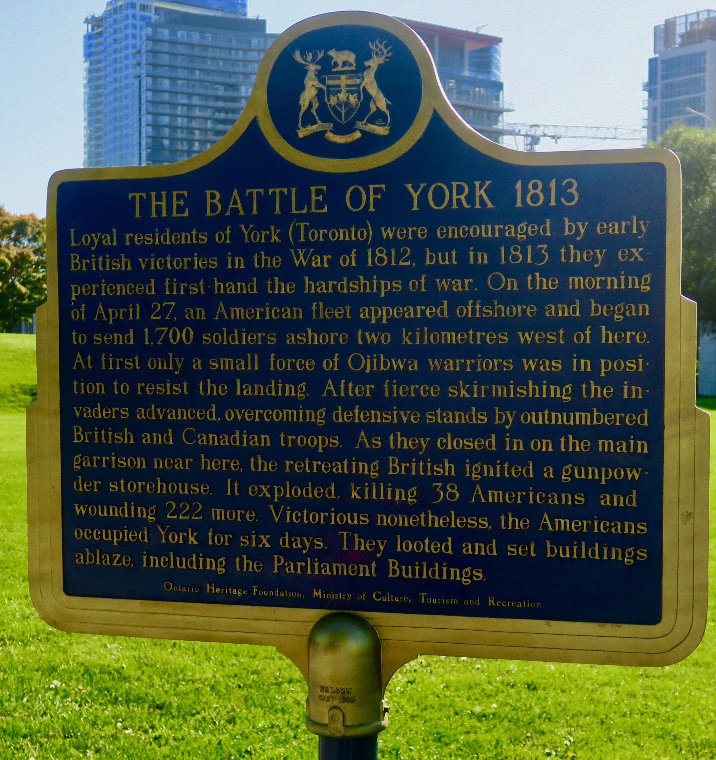 Battle of York Plaque, Fort York