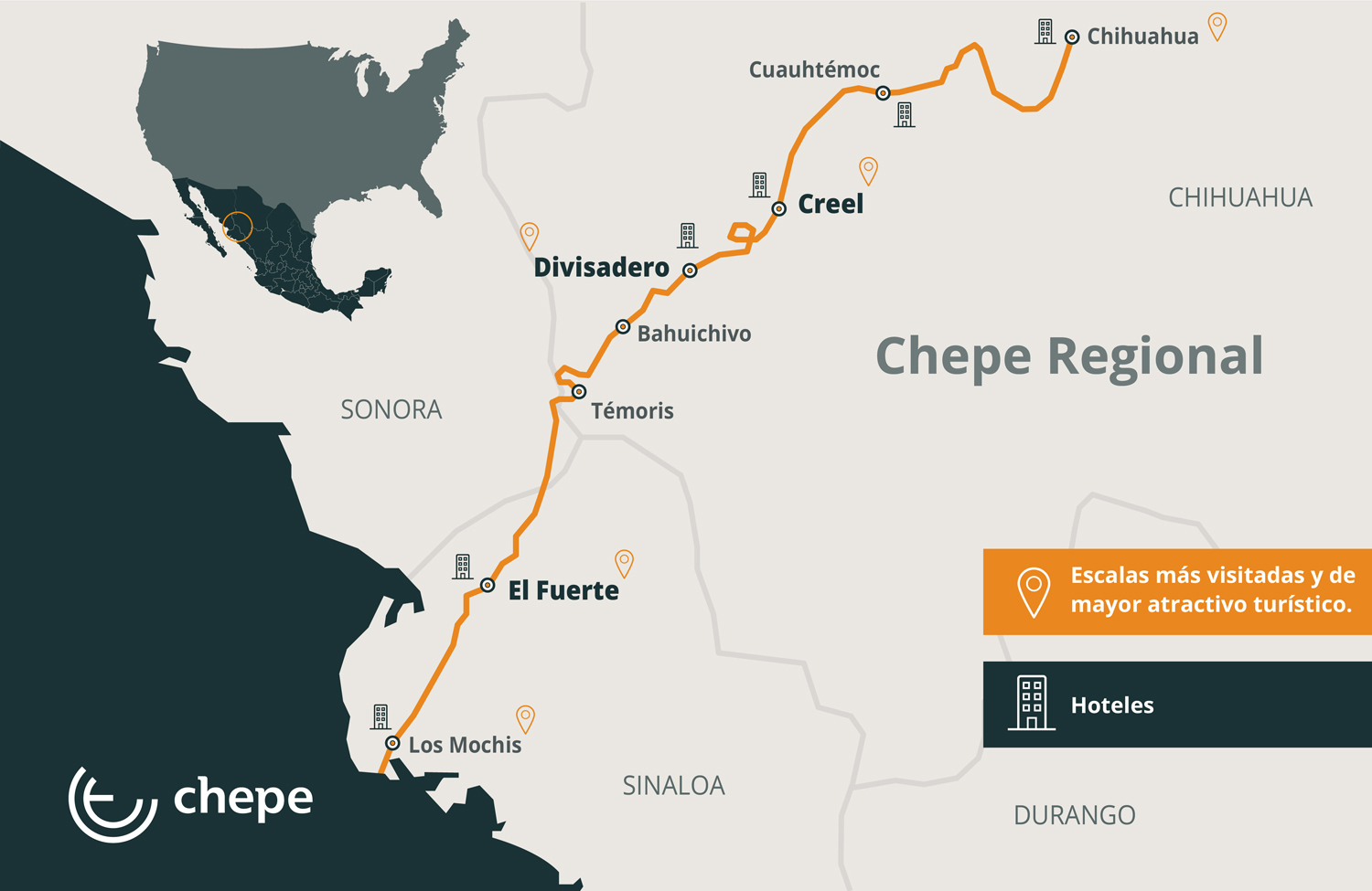 Map of El Chepe