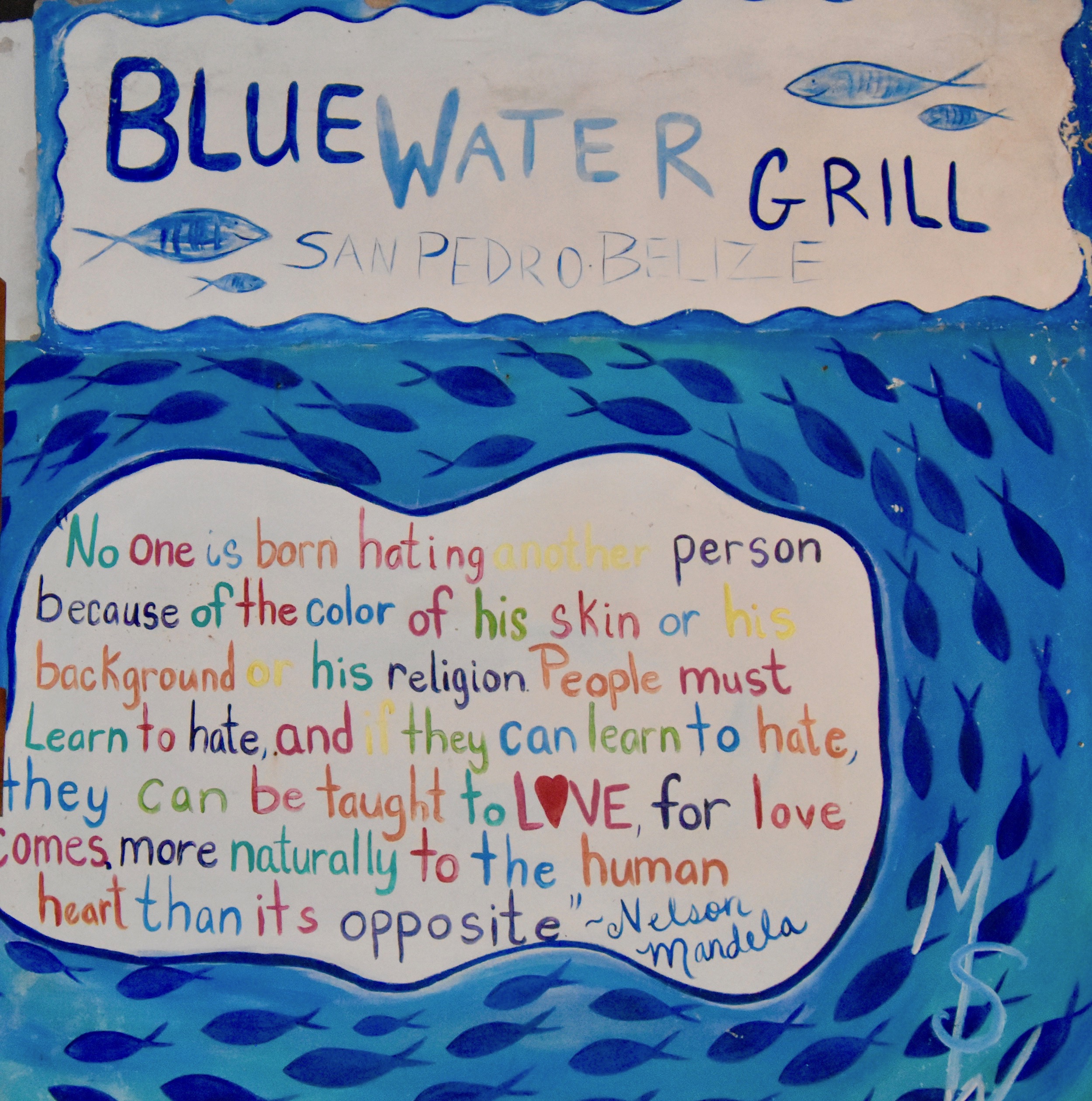Blue Water Grill Sign, Ambergris Caye