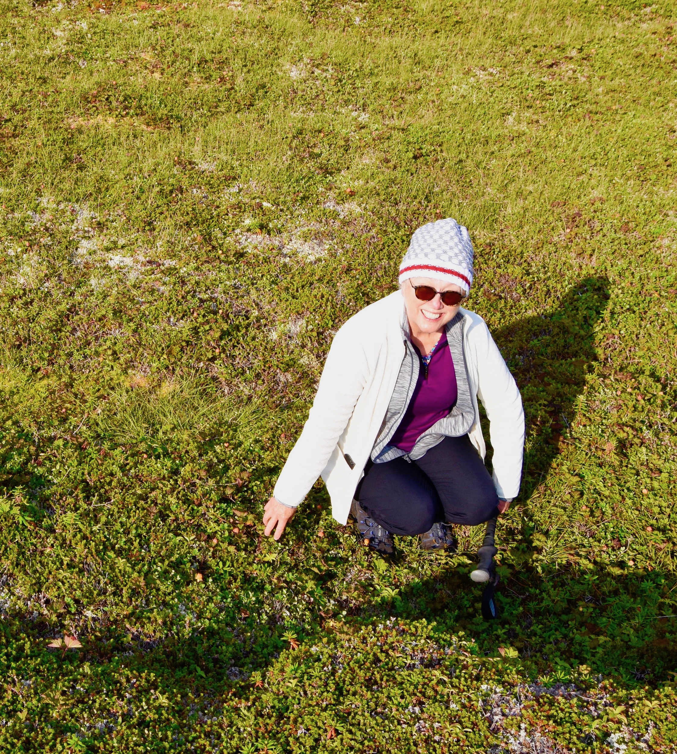 Alison Picking Bake Apples aka Cloud Berries on Great Caribou Island