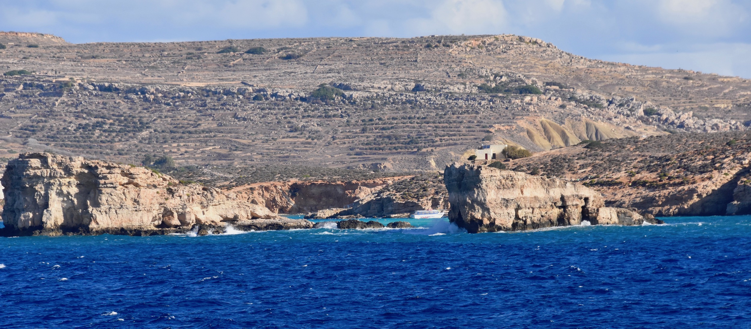 View of the Blue Lagoon on the way to Gozo