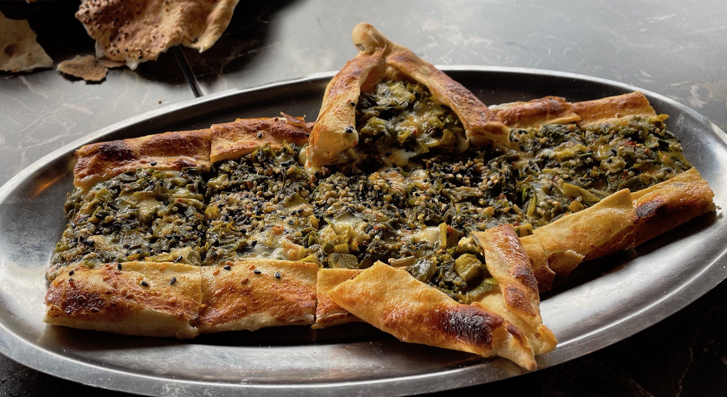 Vegetarian Flatbread, Galeyan Restaurant, Istanbul