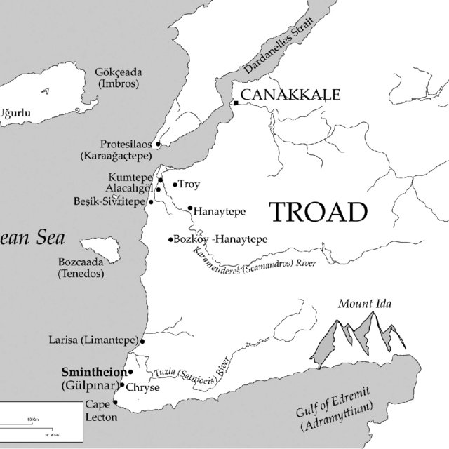 Map of the Troad where Troy is found.