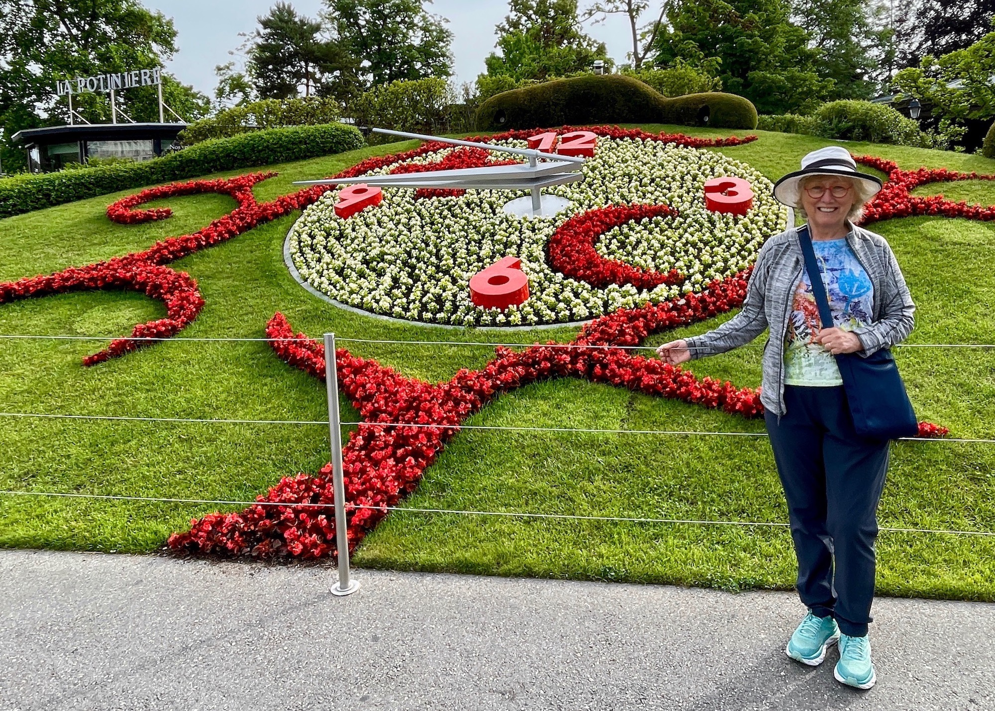 Alison at the Flower Clock, Old Town Geneva