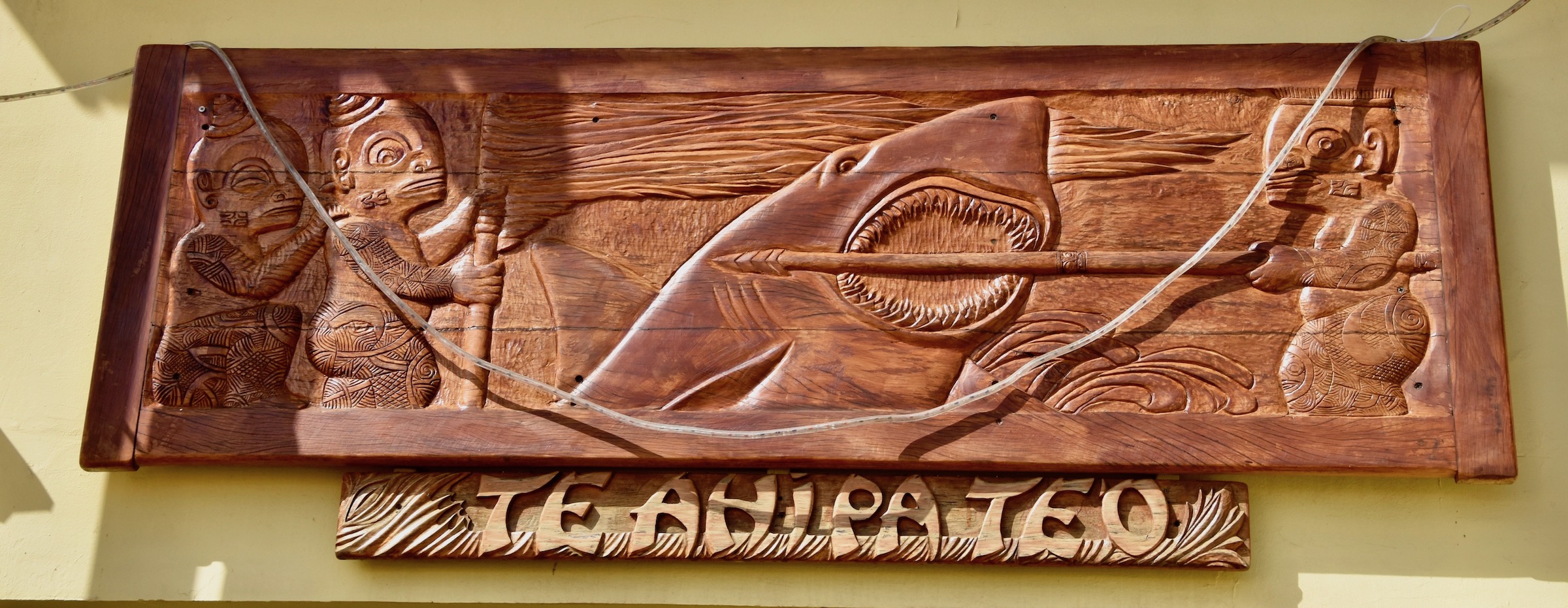 Shark Carving on the Town Hall, Ua Pou