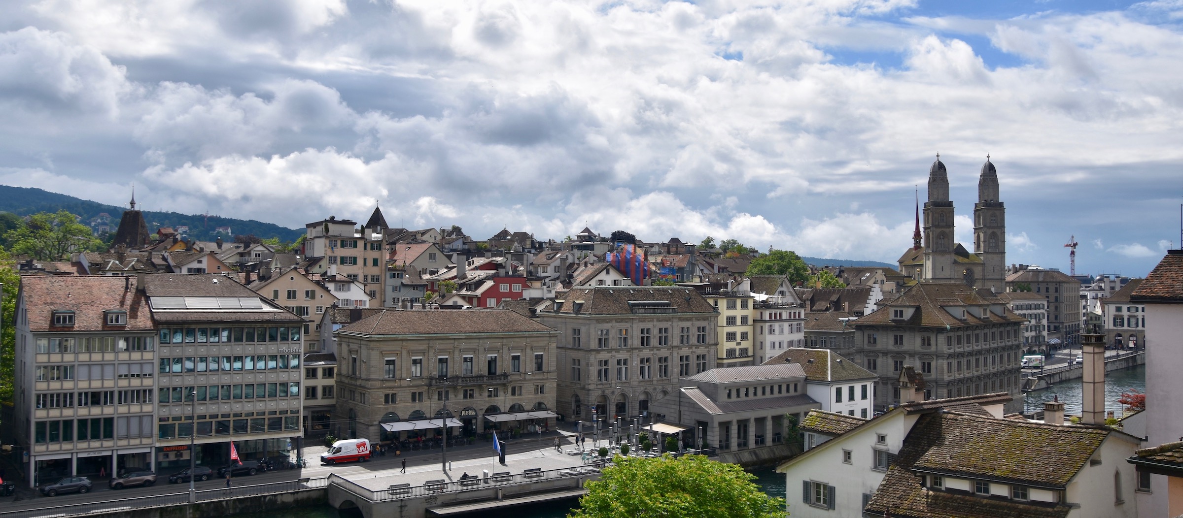 View of Grossmunster from the Lindenhof, Zurich