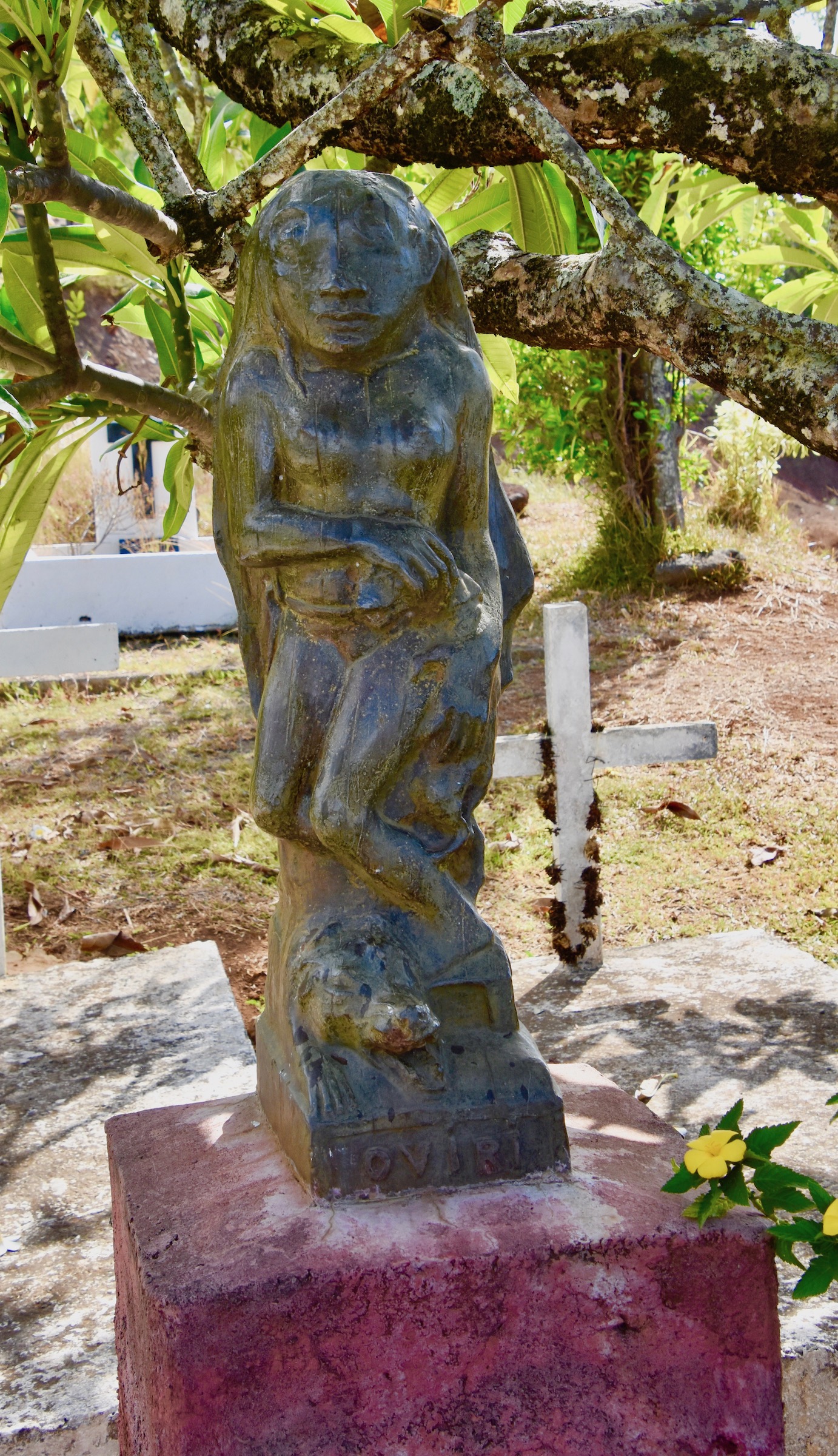 Oviri on Gauguin's Grave, Hiva Oa