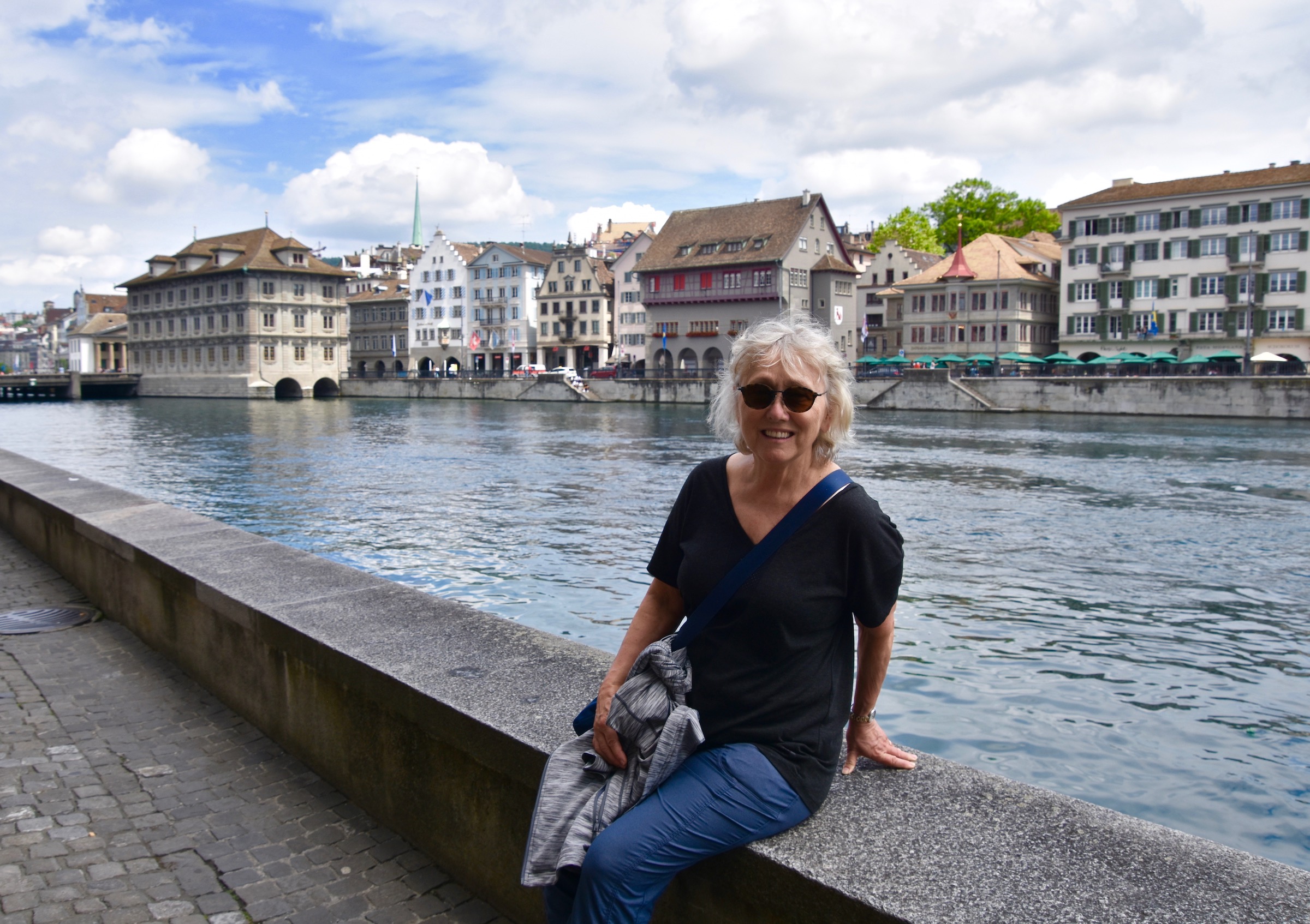 Alison on the Limmat Riverfront, Zurich