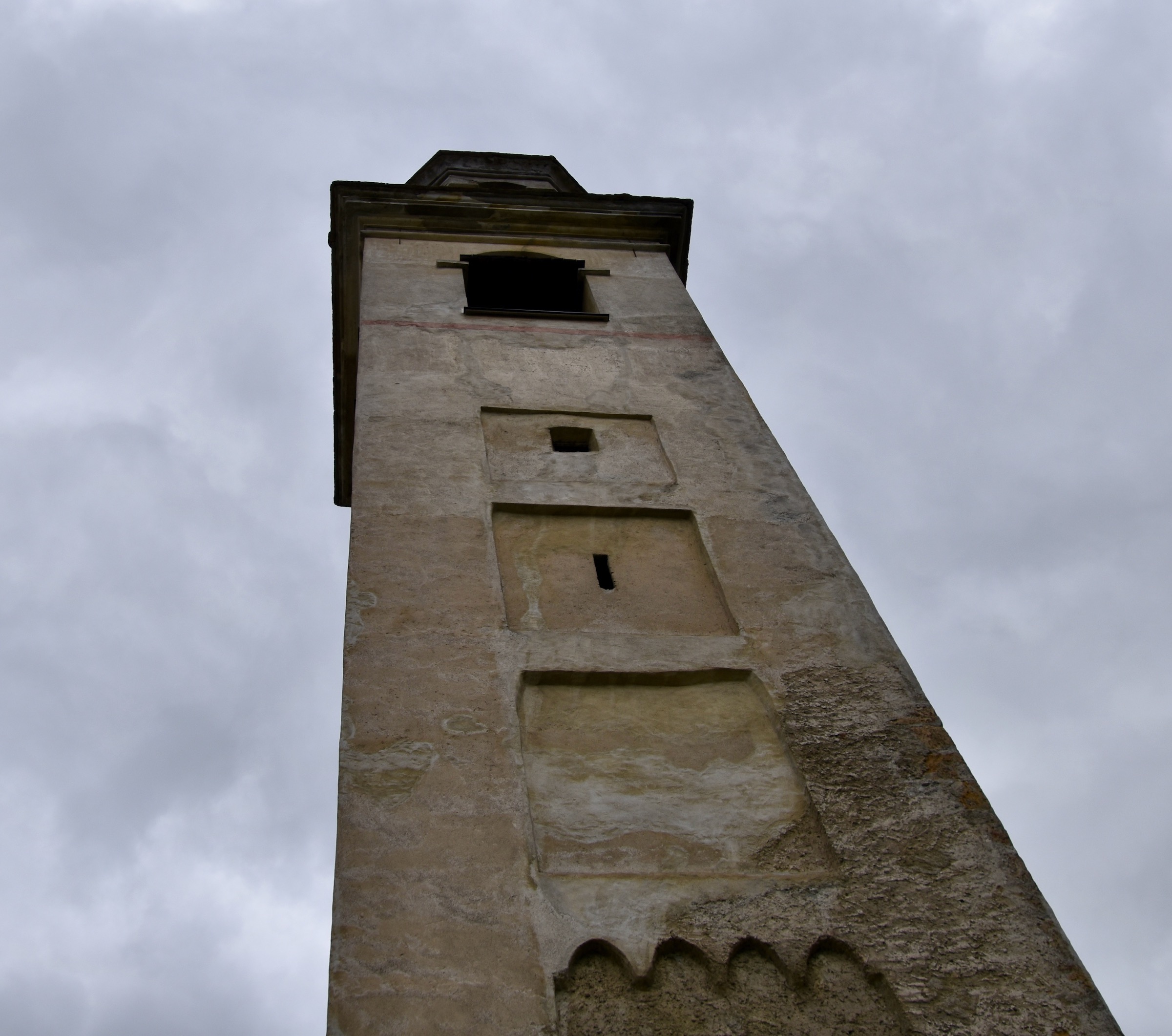 Looking Up at the Tower of St. Moritz