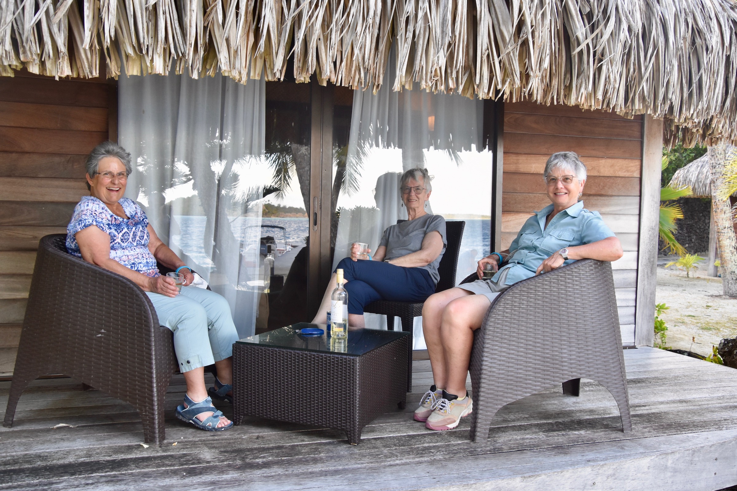 Linda, Sarah & Carolyn Enjoying the Maitai on Bora Bora